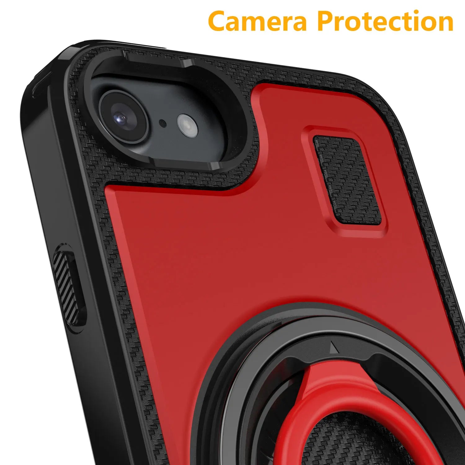 For iPhone SE 2020 iPhone SE 2022 SE 2nd 3rd Case Hybrid Shockproof Double Ring Kickstand Stand Rugged Phone Hard Slim Cover Red