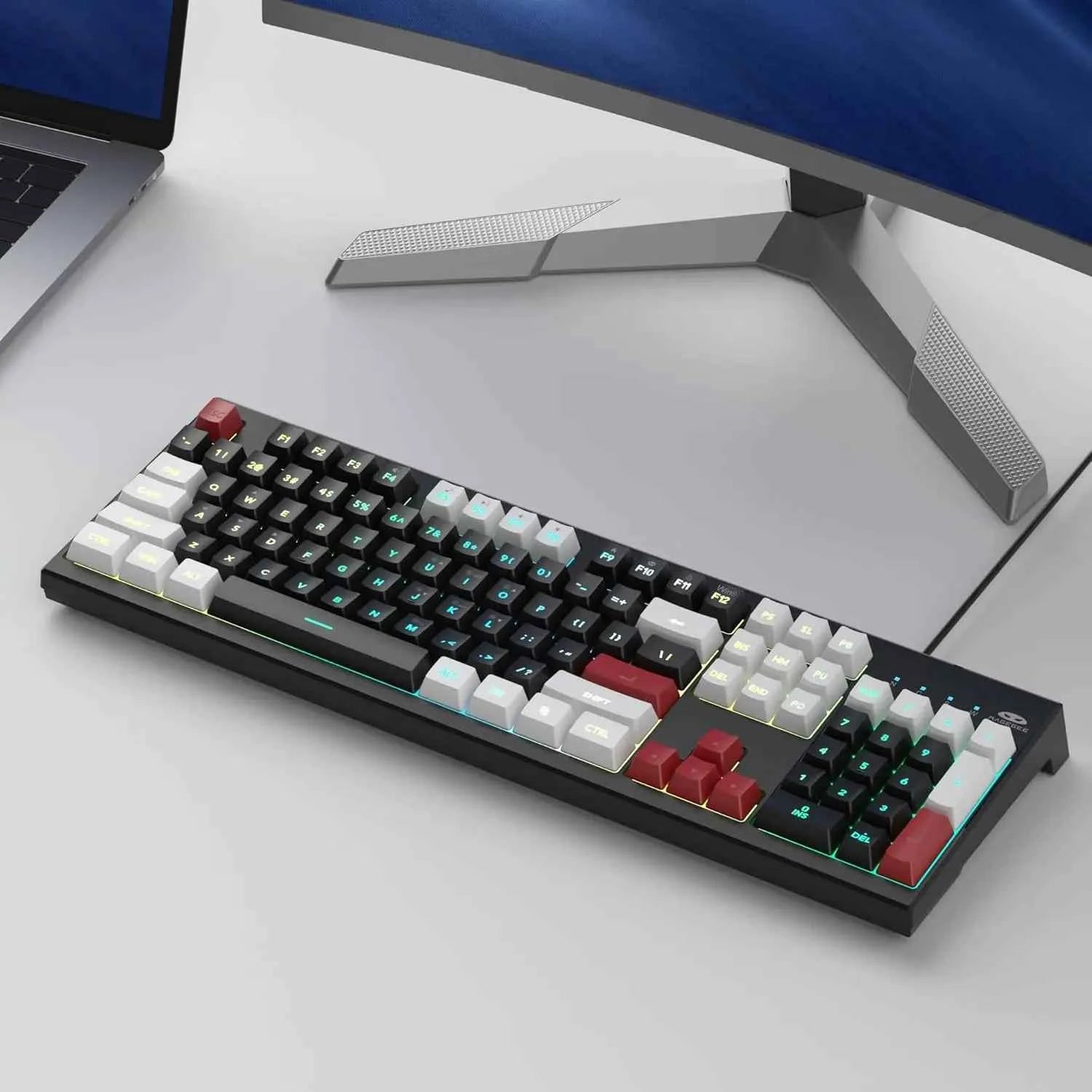 MageGee Creamy Keyboards,K2 Classic Keyboard Wired RGB Backlit 104 Keys Waterproof Ergonomic Keyboard,PC Keyboards for PC/loptop