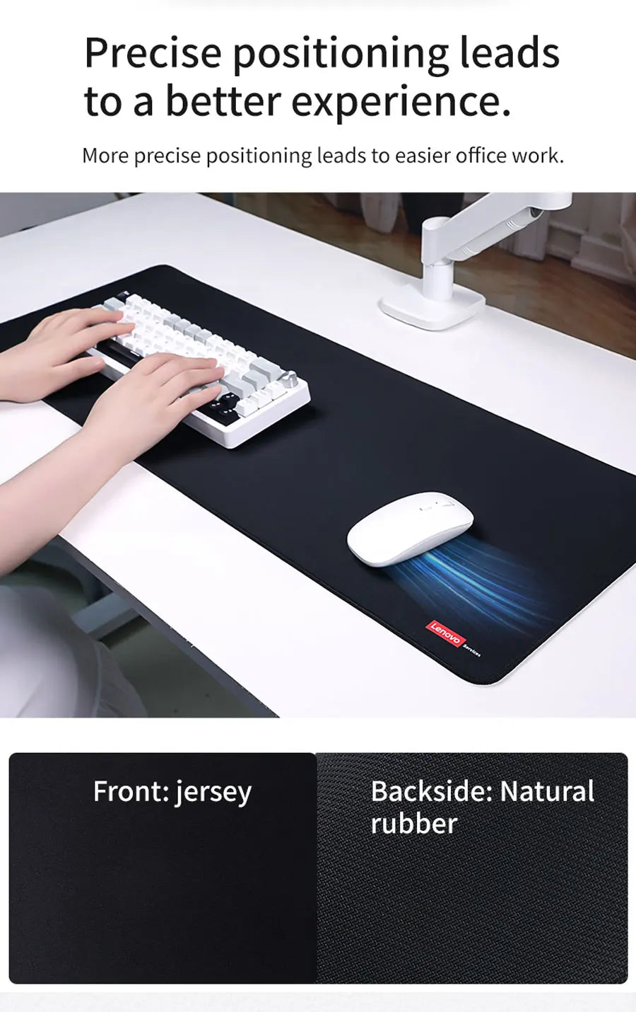 Lenovo E-Sports Gaming Extra-Thick Gaming Mouse Pad Portable Office Keyboard Desk Protector Computer Stain-Resistant Desk Pad