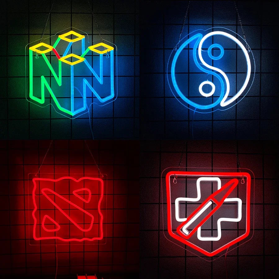 Neon Sign for Home Decor for Room Decoration Bedroom Accessories Series Wall Game Light Man Up Gifts Gamer Aesthetic Friends