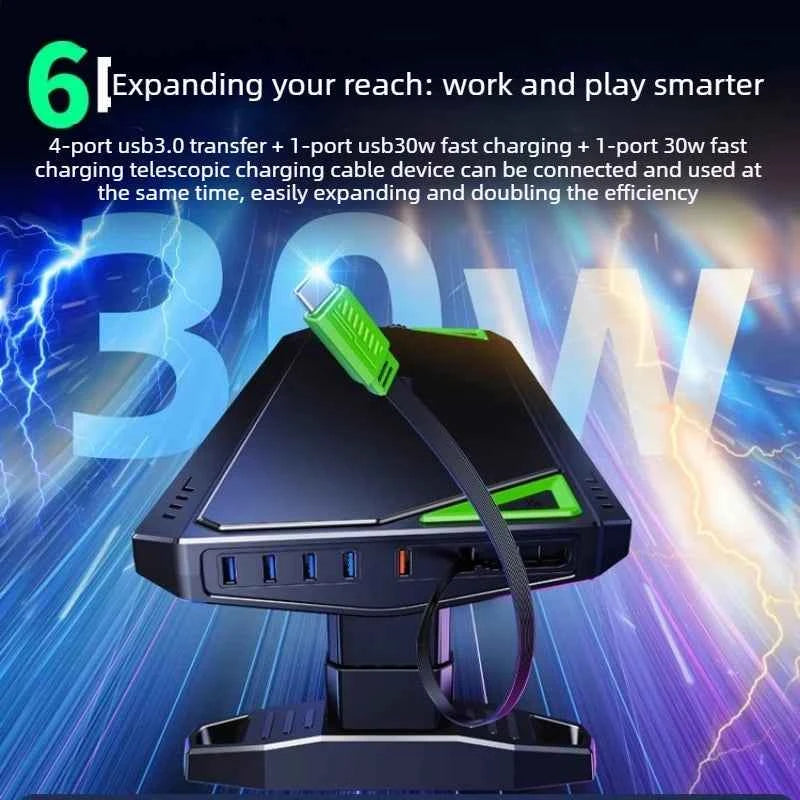 ‌Knob-Adjusted Monitor Riser, Ergonomic Dual USB Stand, Elevated Desktop Platform, Keyboard Storage Organizer Solution