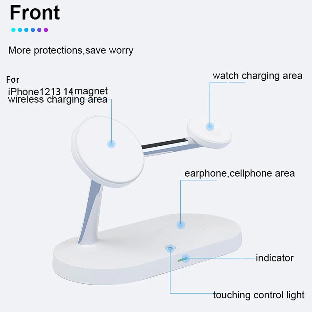 3 in 1 Wireless Charger Stand For iPhone 12/13/14/15/16/17 Fast Charging Station for Apple Watch 10 9 8 7 6 5 4 Airpods 2 3 Pro