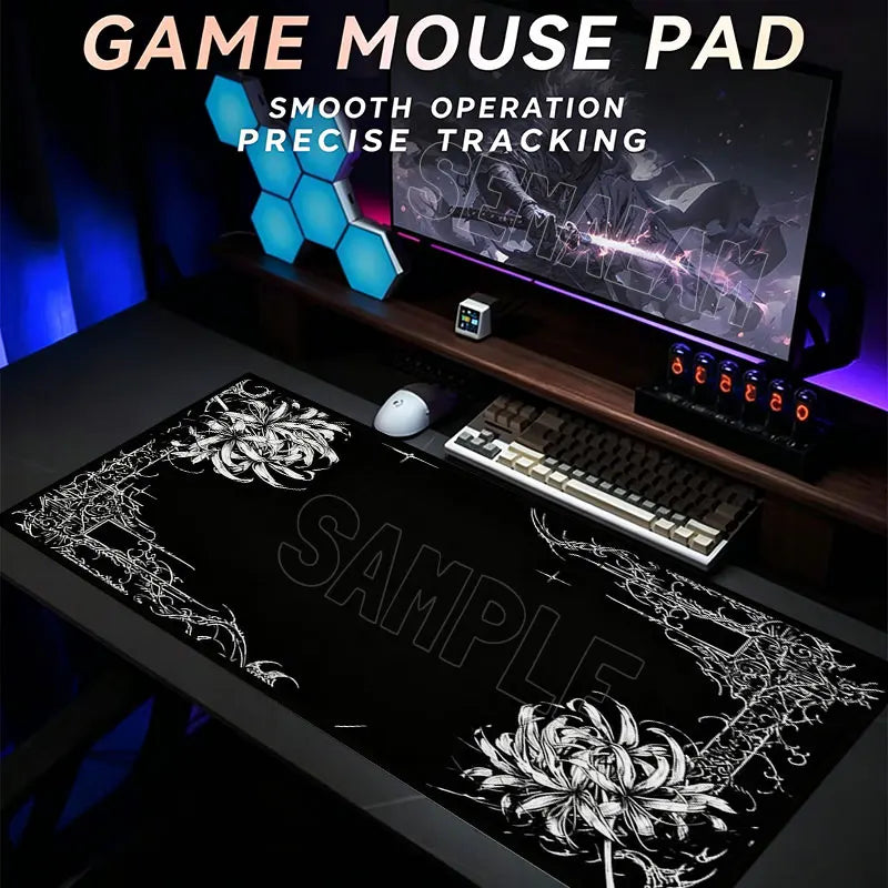 Black Lacework Art Large Gaming Mouse Pad Anti Slip Desk Mat Durable Stitched Edge Table For Laptop PC Gamer Game Accessories