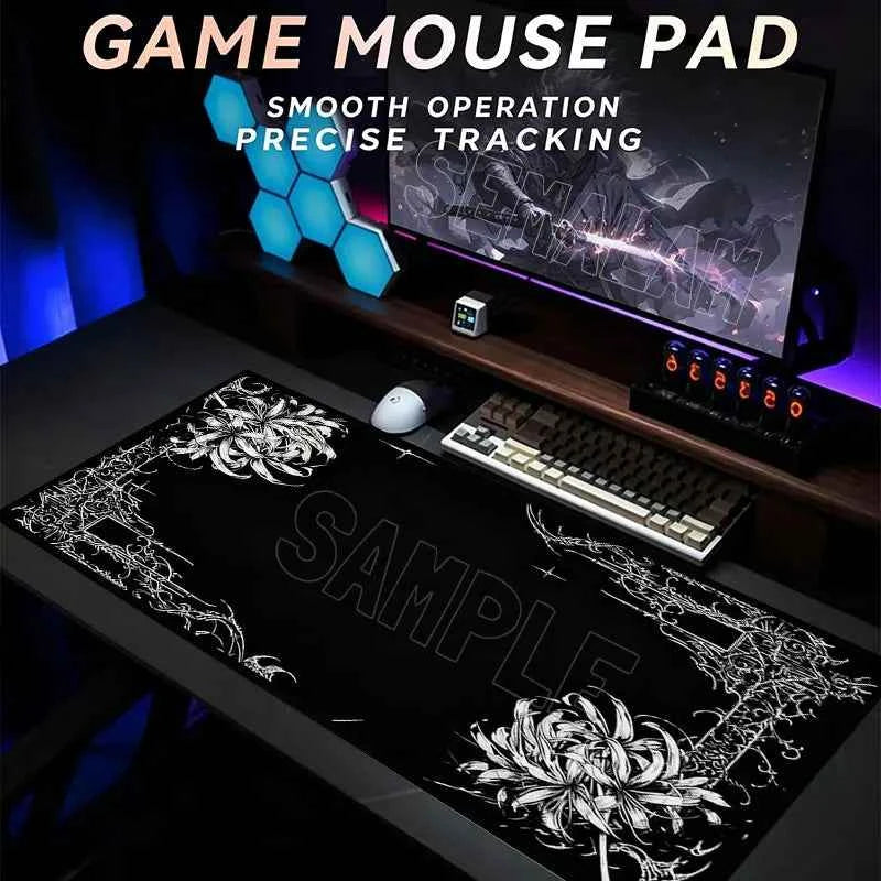 Black Lacework Art Large Gaming Mouse Pad Anti Slip Desk Mat Durable Stitched Edge Table For Laptop PC Gamer Game Accessories