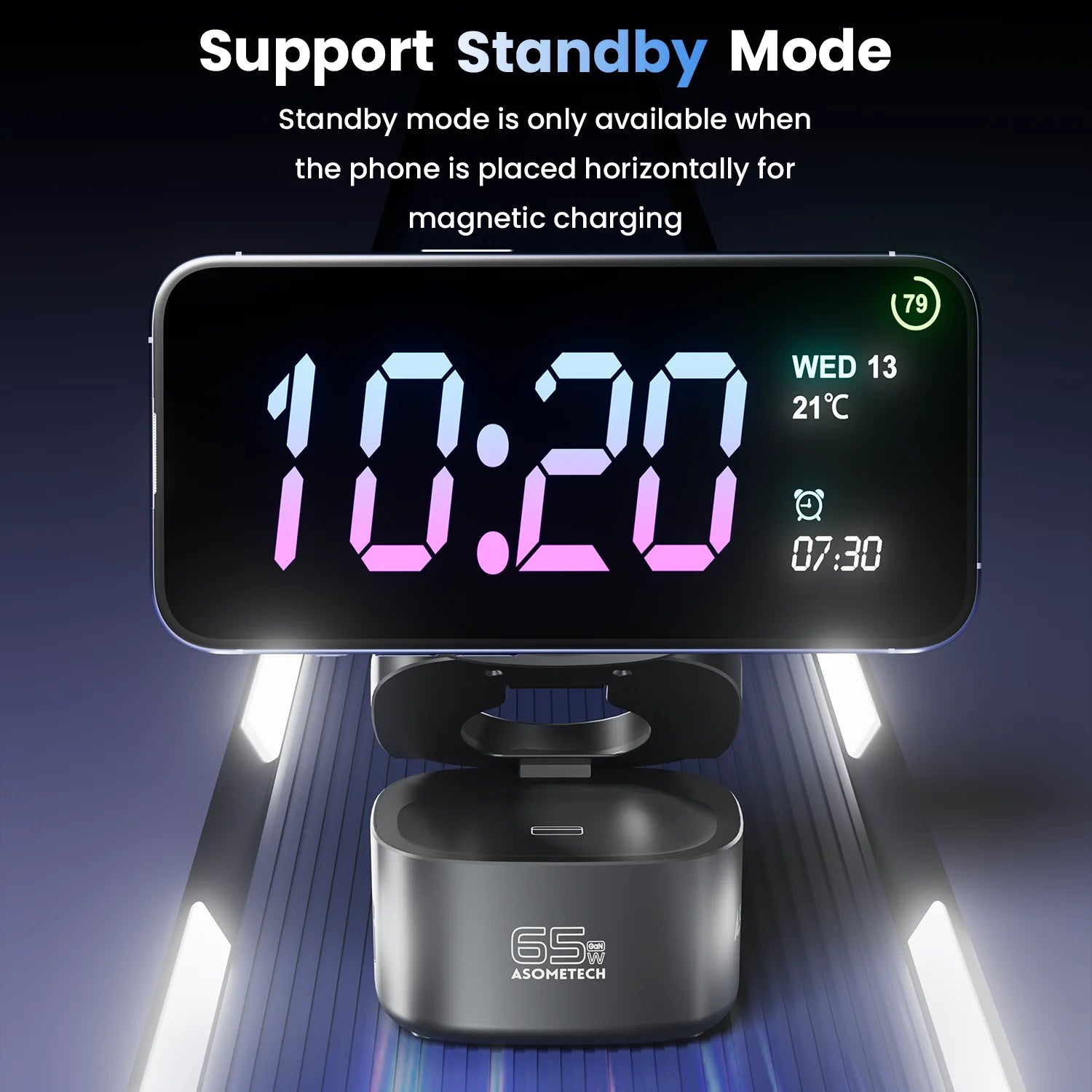 ASOMETECH 65W GaN Fast Charger For Macbook Samsung Magnetic 5 in 1 Foldable Wireless Charger Station For iPhone 16 iWatch Airpod