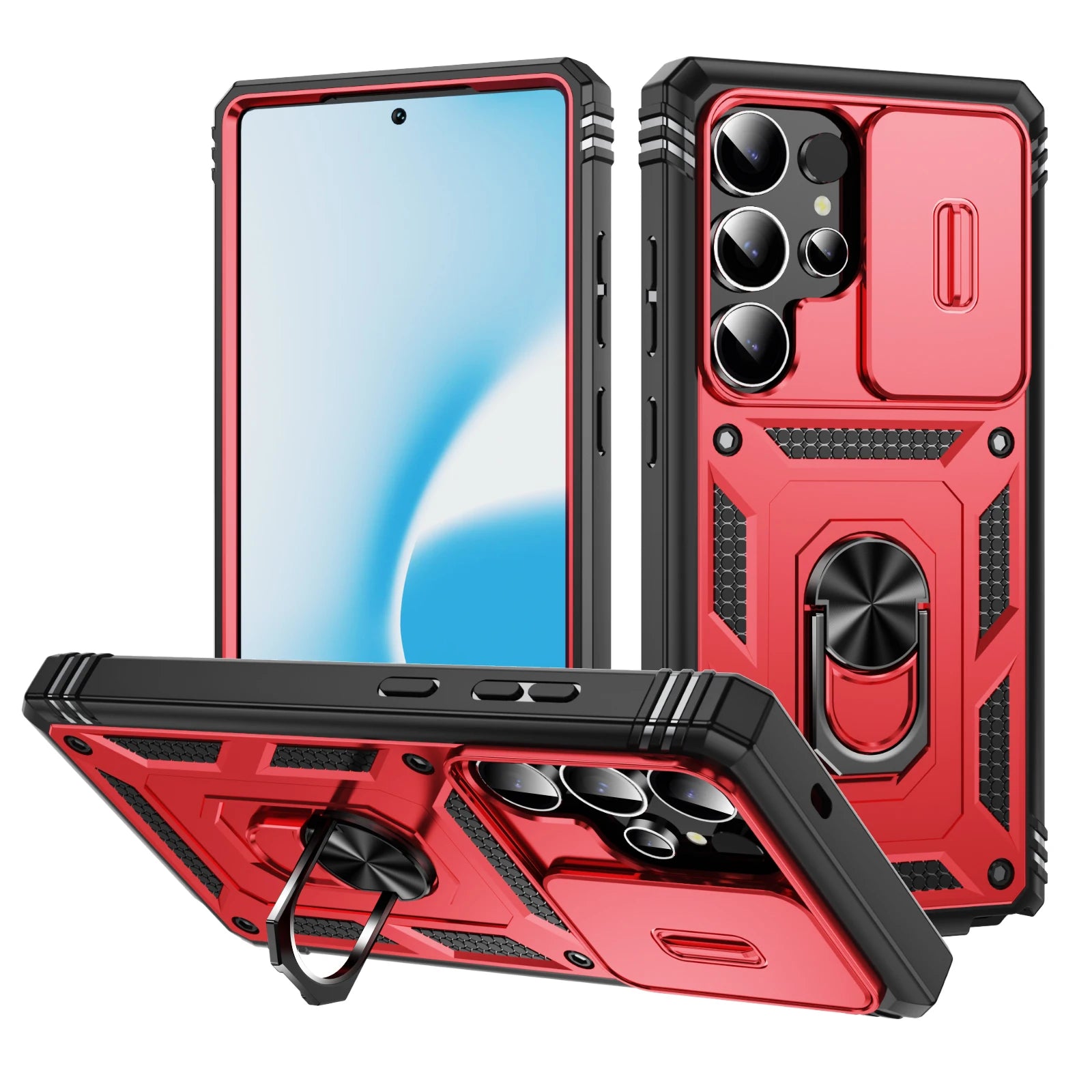 360 Full Protection Phone Case For Samsung Galaxy S25 S24 S23 Ultra Plus S25 Edge S24FE Case Armor Car Magnet Ring Stand Cover