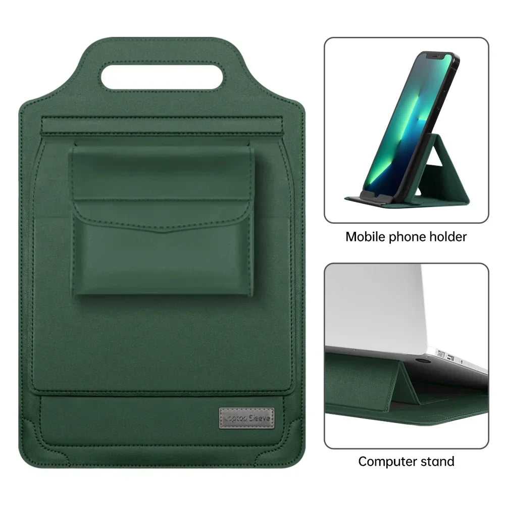 PU Leather Multi-functional Laptop Sleeve Bag Notebook Case for Macbook Air Pro 11 13 14 15 16 Pro Cover Accessories