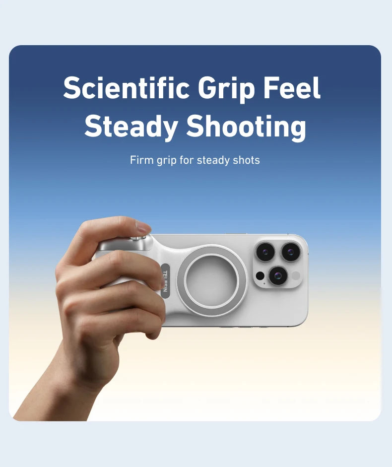 TELESIN Magnetic Phone Camera Shutter Grip and Fill Light Set Shooting Aid Remote Control Handle for Iphone HUAWEI SAMSUNG Phone