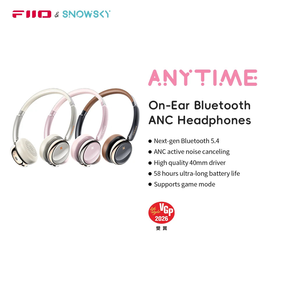 FiiO ANYTIME Bluetooth 5.4 Wireless Headphone with Noise Cancellation