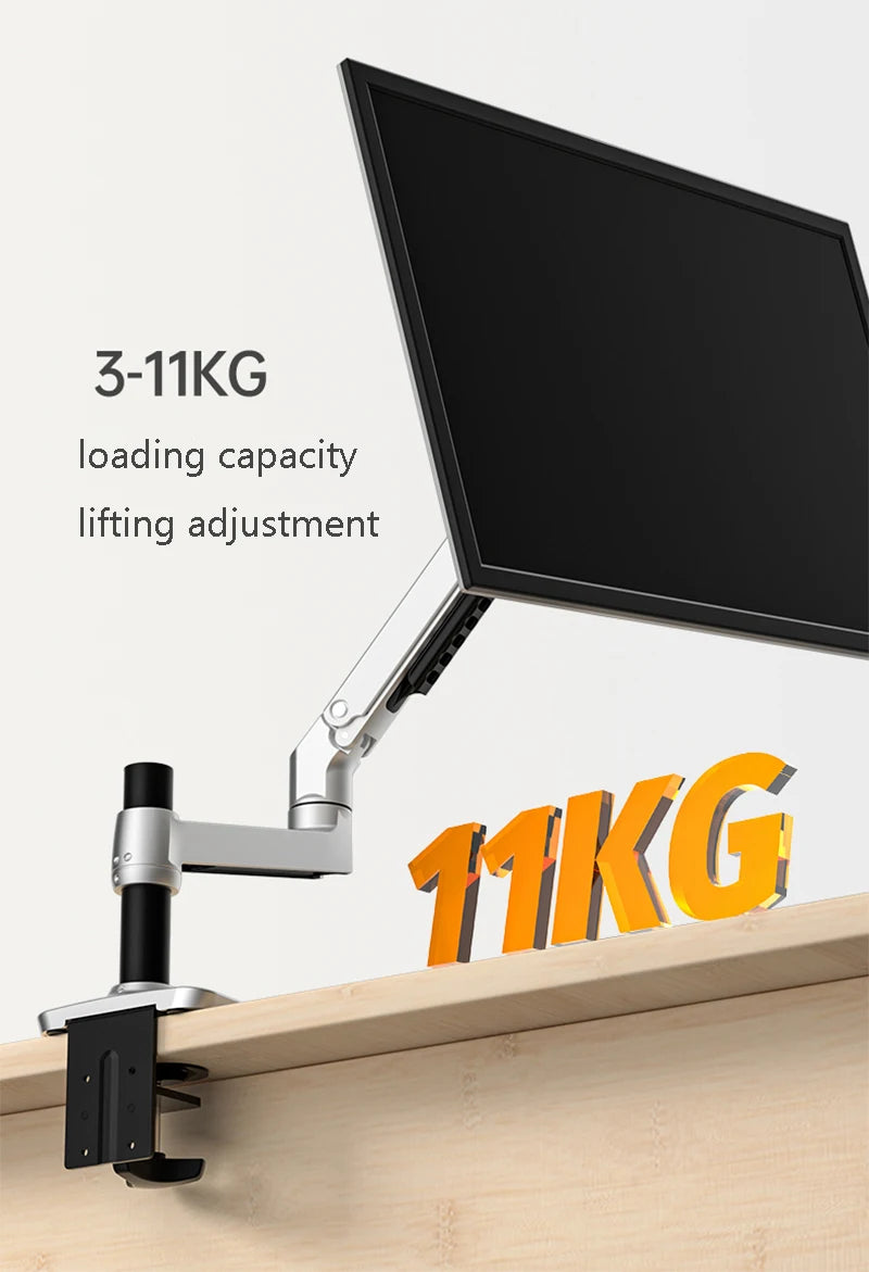 V62W  Wall Mount Aluminum Mechanical Spring Arm Monitor Holder Full Motion LCD LED Monitor Mount Arm Monitor Support