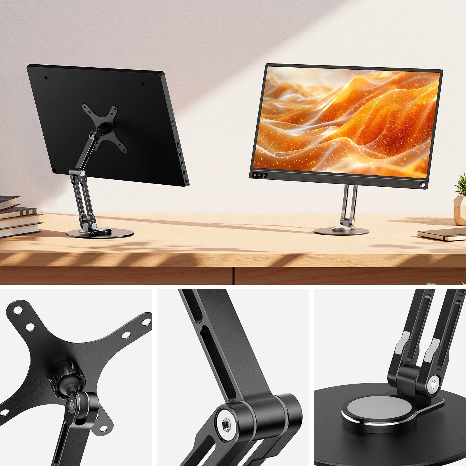 UPERFECT Single Monitor Stand VESA Mount for 12-22 Inch Screens Free-Standing Monitor Riser with Swivel Tilt Rotation Adjustable