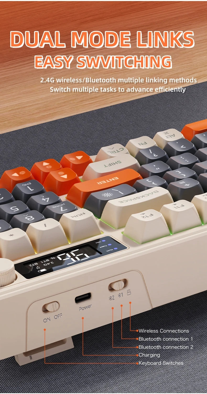 M96 Screen Wireless Keyboard Mouse Kit ZIYOULANG Bluetooth Keyboard With Mouse Gaming,Electronic Screen, Multi-Device Connection