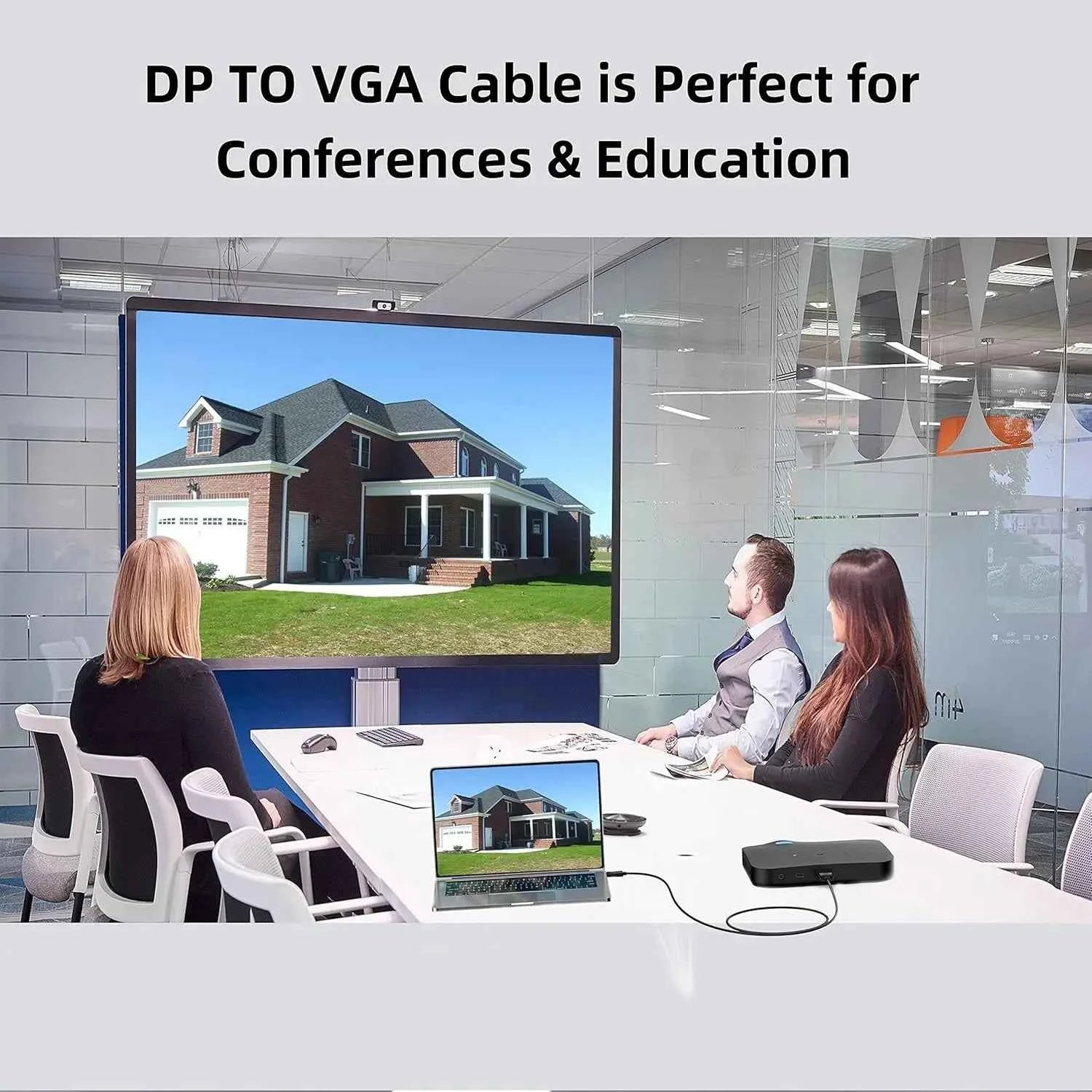 DisplayPort to VGA Cable 6FT/1.8M,Gold Plated DP Male to VGA Male Adapter 1080P@60Hz for Laptop, PC, Monitor, TV, Projector