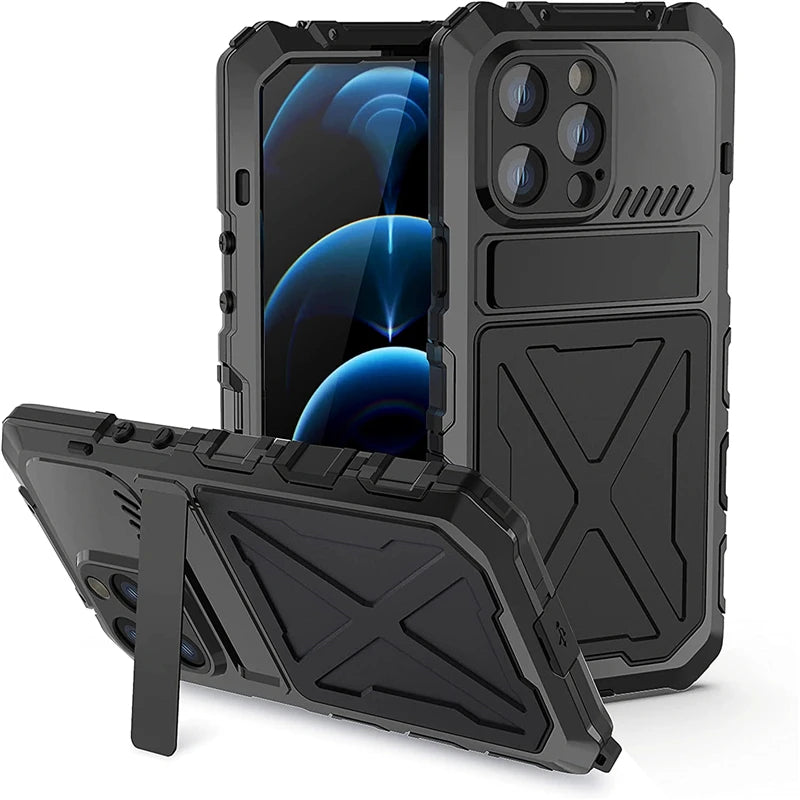 Heavy Duty Protection Armor Metal Aluminum Phone Case for iPhone 14 Pro Max 14 Plus Shockproof Cover