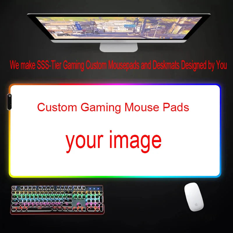 Extra large size RGB luminous black and white line 90x40cm gaming mouse pad, large gaming table mat, suitable for gamers
