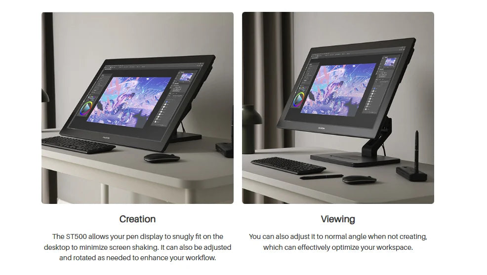 Huion Desktop Arm ST500 Display Holder for 2-10Kg Monitor Compatible with Kamvas 22/22 Plus/24/24 Plus/Pro 19/Pro 24 (4K)/Pro 27