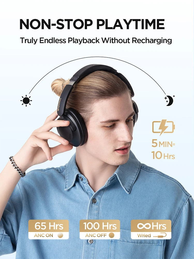 1MORE SonoFlow Pro Wireless Headphone 100H Playtime flash-sale Bluetooth Active Noise Cancelling  Hi-Res Audio Clear Call
