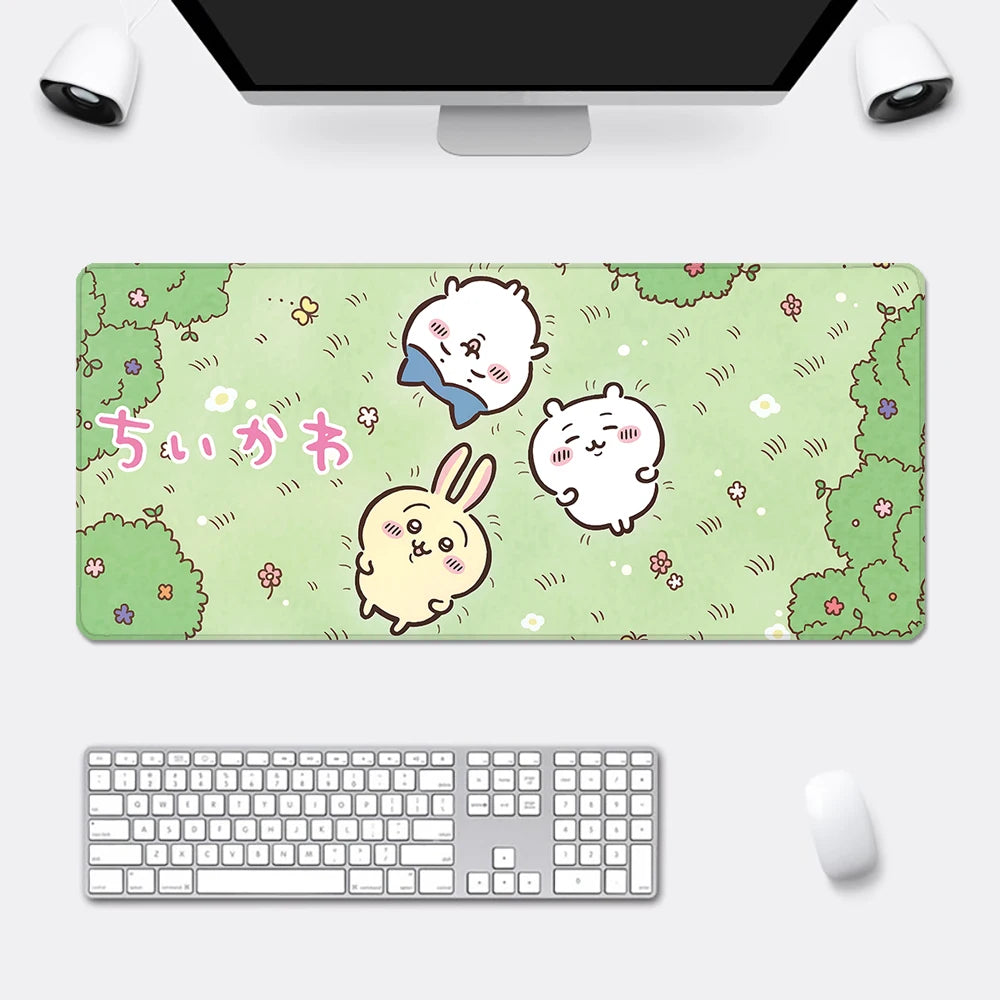 Cute Anime Chiikawas Mousepad HD Printing Computer Gamers Locking Edge Non-slip Mouse Pad XXL90x40cm Keyboard PC Desk Pad