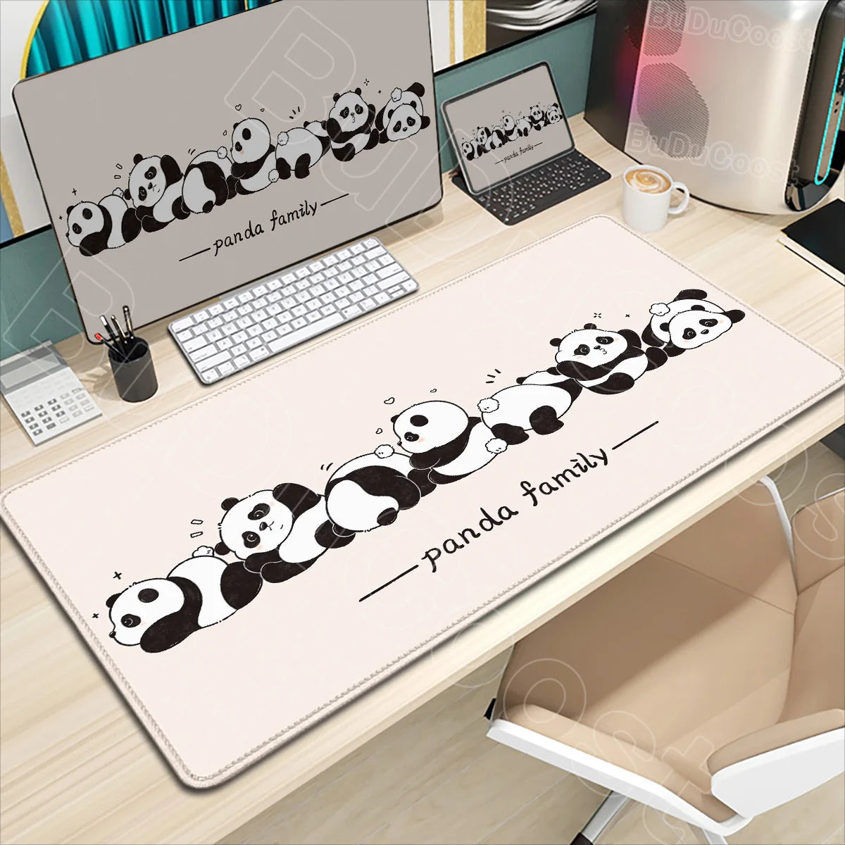 HD Printing Kawaii Anime Panda Mouse Pad Large Computer Office PC Game Table Mats XXL Gaming Keyboard Pad Cute Animals Desk Pads