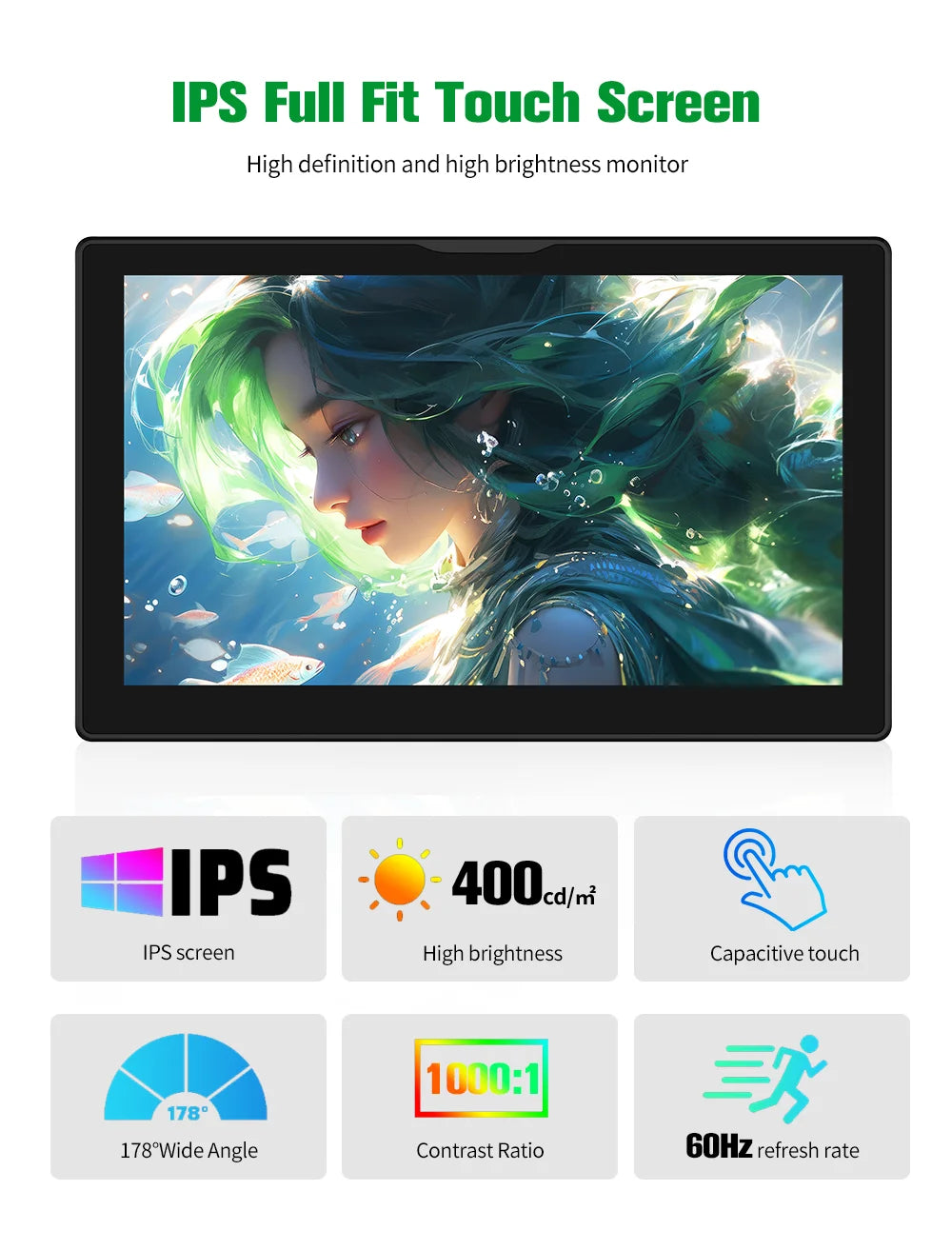 8 inch Raspberry Pi 5 4 Monitor LCD Dispaly 1280x800 16:10 Touch Screen HDMI USB for DIY Pi 4 3 Built in Fans Speaker
