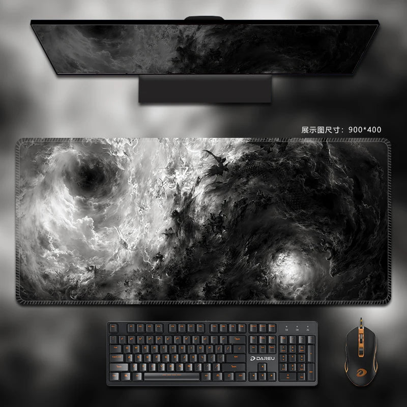 Mouse Pad Black White Non-Polar Table Mat Extra Large Keyboard Mousepad Thickened Customizable Game Mat Home Office Tablecloth