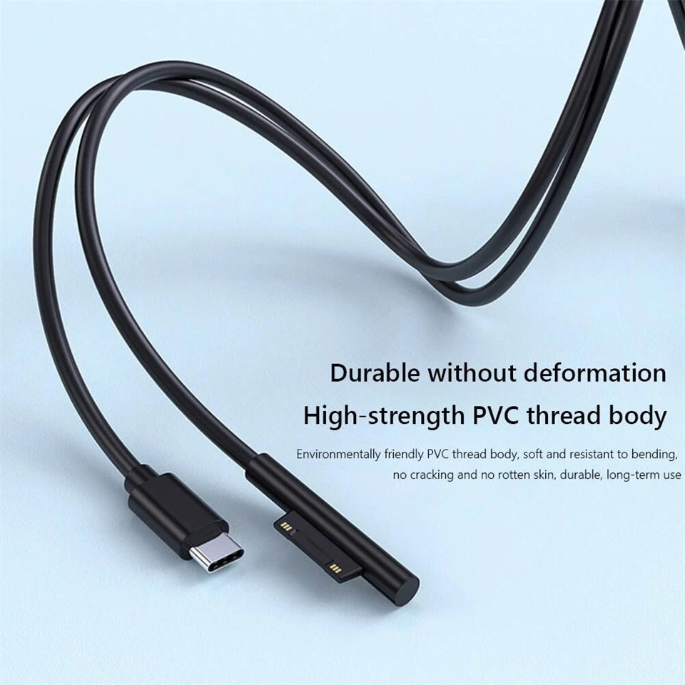 PD 65W Fast Charging USB Type C Power Supply Cable for Microsoft Surface Pro 7 3 4 5 6 15V 3A Tablet Charger USB C Adapter Cable