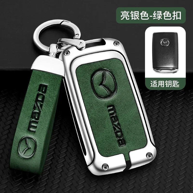 Metal&Leather Car Key Case Cover Protection For Mazda 3 Alexa BP CX3 CX4 CX5 CX-5 CX8 CX-9 CX-30 CX30 CX50 2020 2022 Accessories