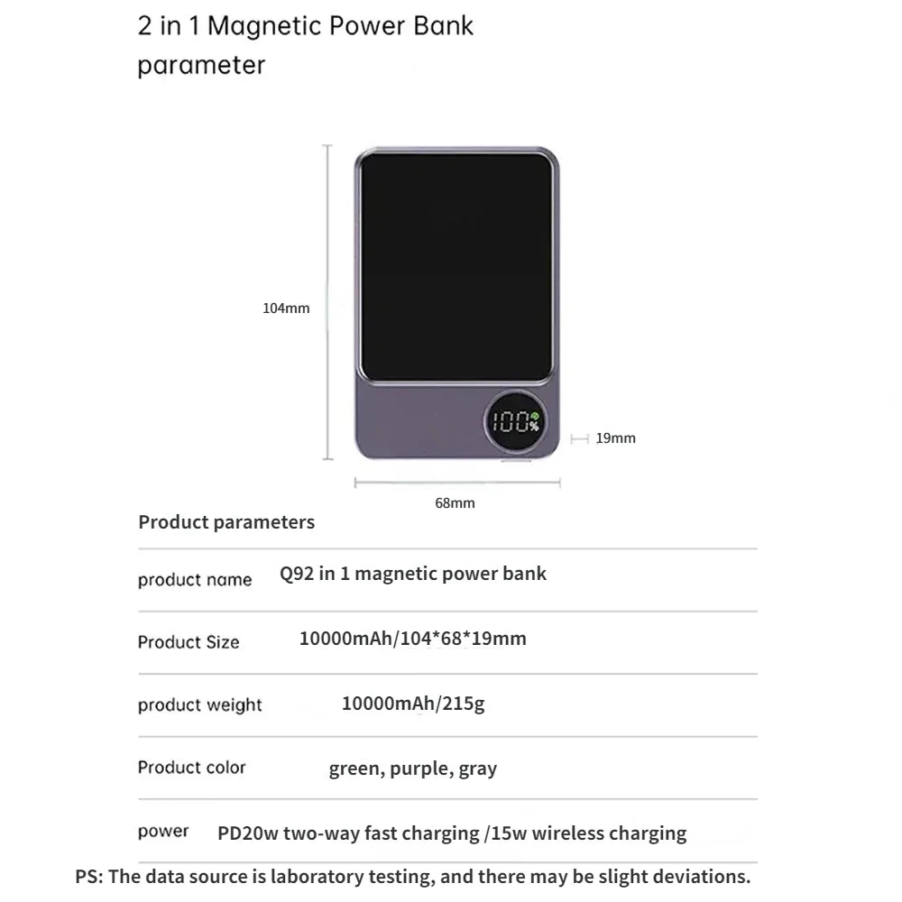 Magnetic Wireless Portable Power Bank 22.5W for MagSafe Fast Charging 10000mAh Battery Charger Cases for iphone Samsung Xiaomi