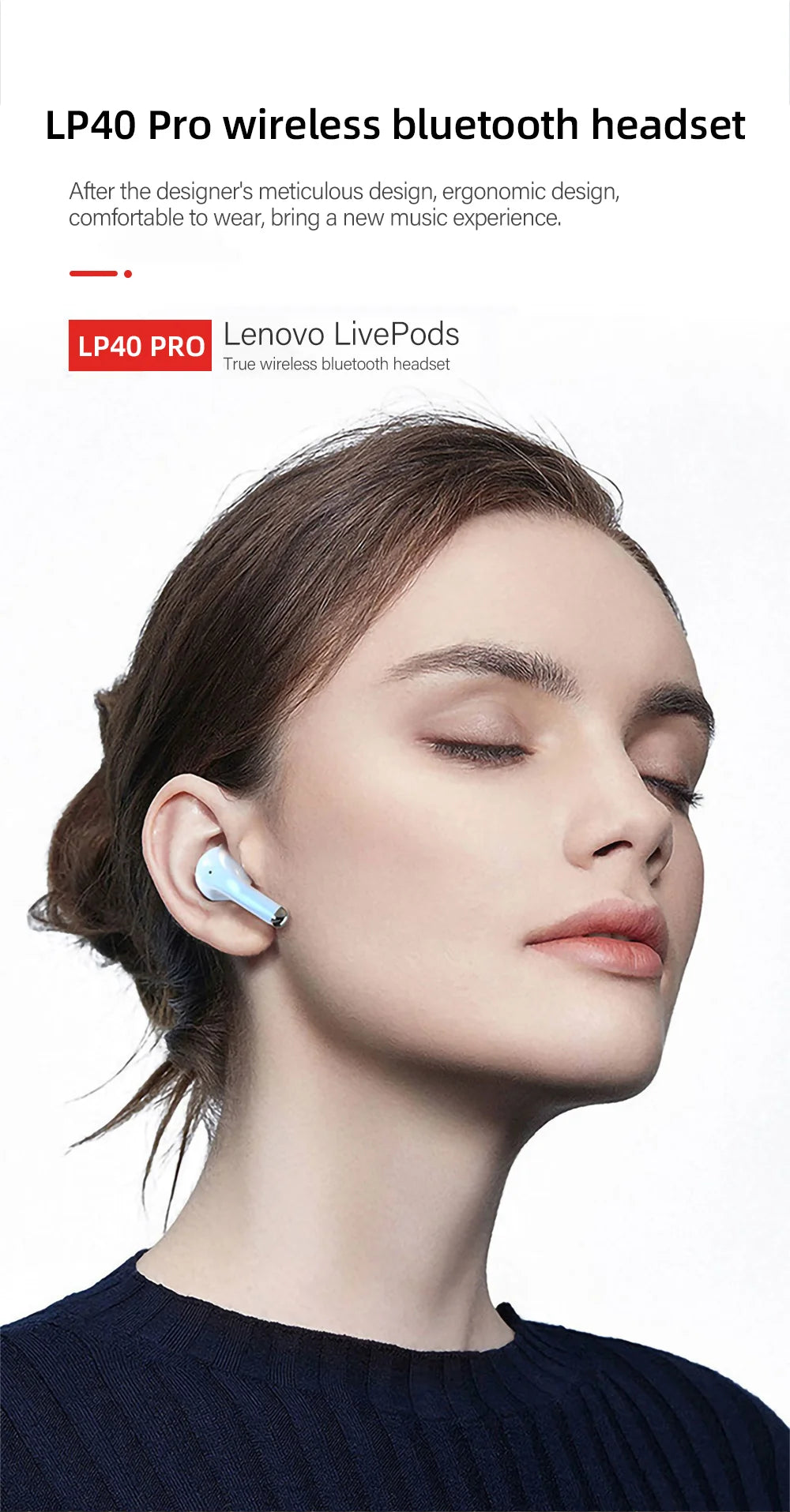Ship From US Lenovo LP40 Pro Bluetooth Wireless Earphones Low Latency Sports Music Headphones Noise Reduction Earbuds