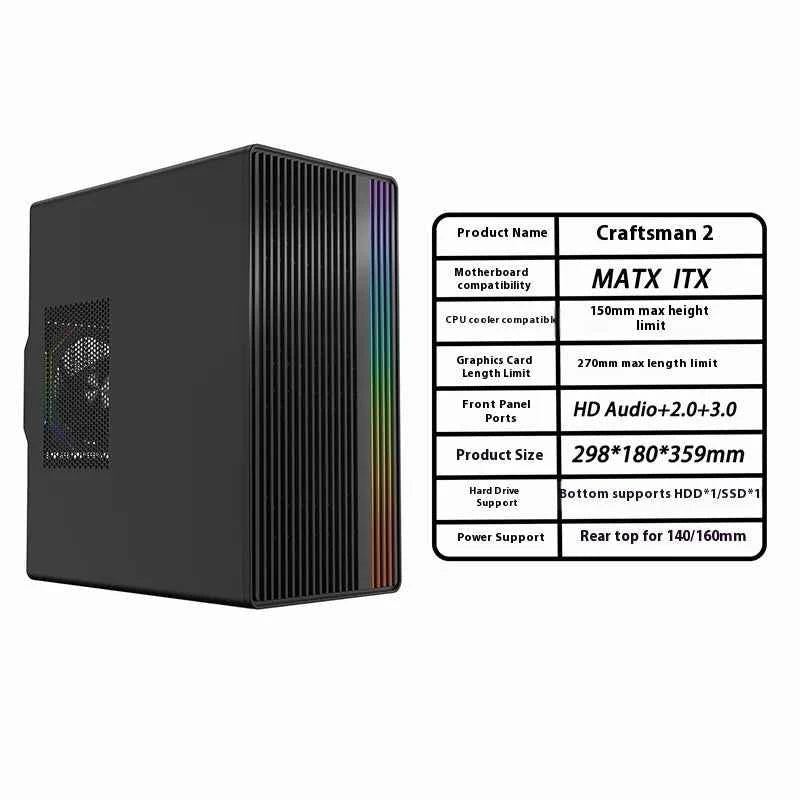 Craftsman3 Mini Pc Case Walnut Side Transparent Front Dustproof Mesh Graphics Card 270mm Cpu150mm Gaming Desktop Console Case