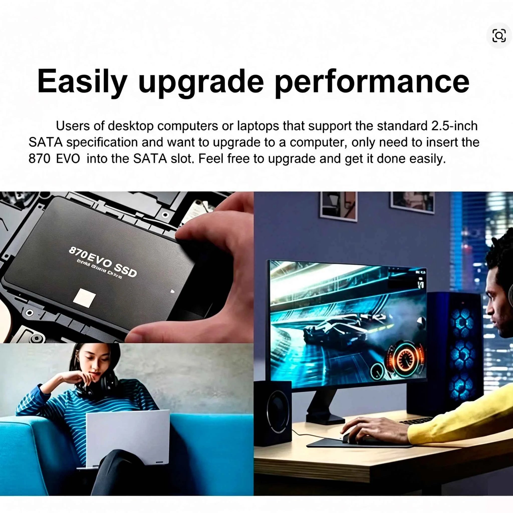 Fast and stable 870 EVO SSD 1TB 2TB 4TB, 2.5-inch SATA3 internal hard drive for laptops, microcomputers, and desktops