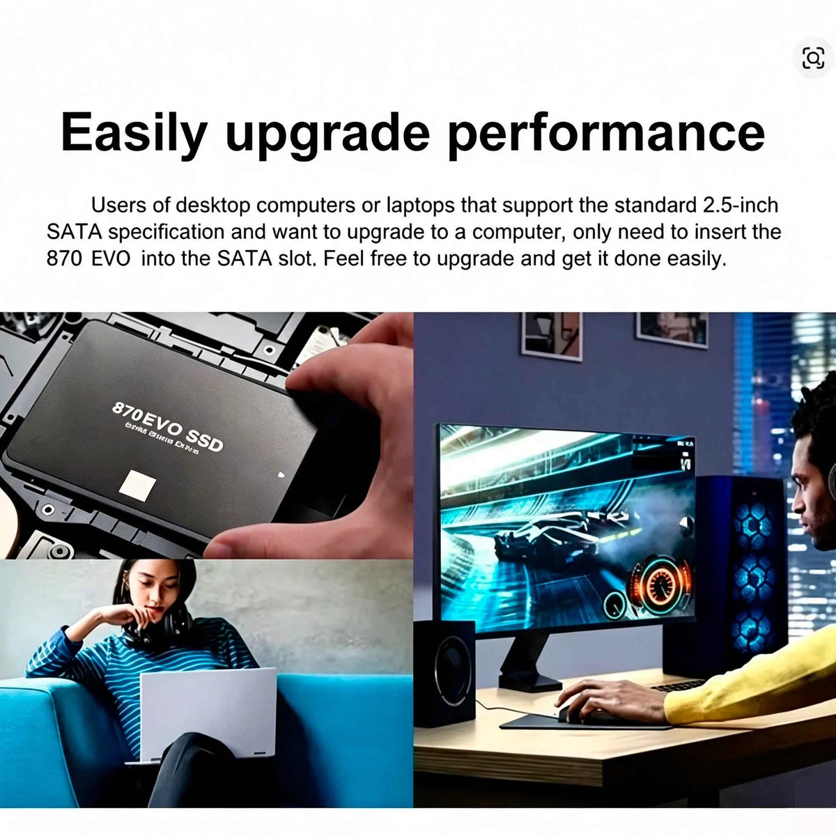 Fast and stable 870 EVO SSD 1TB 2TB 4TB, 2.5-inch SATA3 internal hard drive for laptops, microcomputers, and desktops