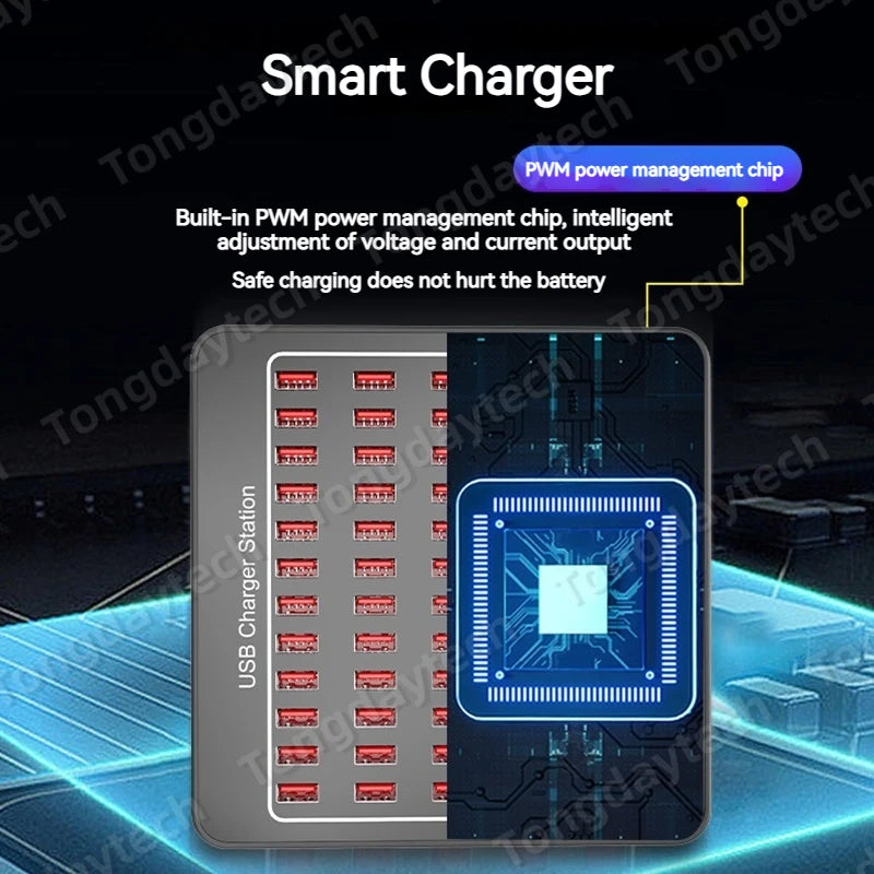 300W Universal Multi USB Charger Station 60 Ports Fast Charging Carregador for iPad iPhone 11 12 13 Pro Max Samsung Tablet 충전기