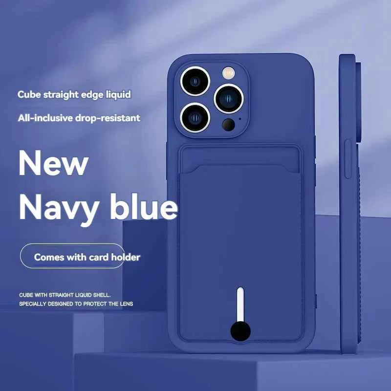 Mobile phone case card slot  for iphone 16 15 14 13 12 11 pro max mini plus silicone  soft tpu Credit card  bag cover case
