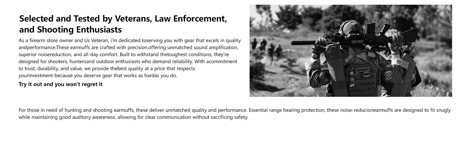 Tactical Headphones High Sensitivity Clear Call Military Headset for Shooting Communication Water Resistant Noise Reduction