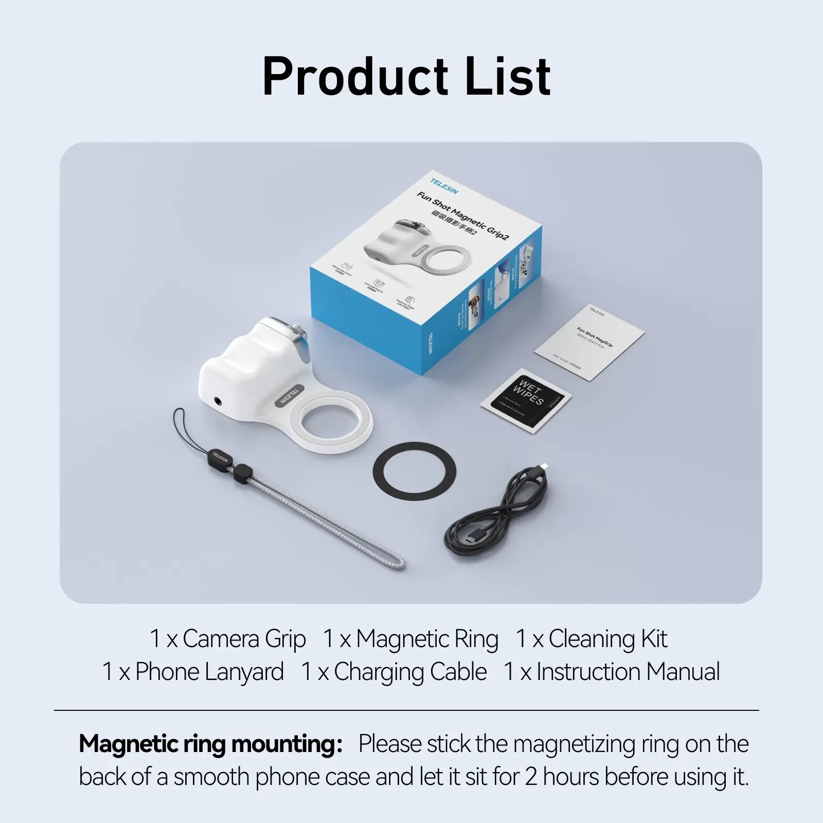 TELESIN Magnetic Phone Camera Shutter Grip and Fill Light Set Shooting Aid Remote Control Handle for Iphone HUAWEI SAMSUNG Phone