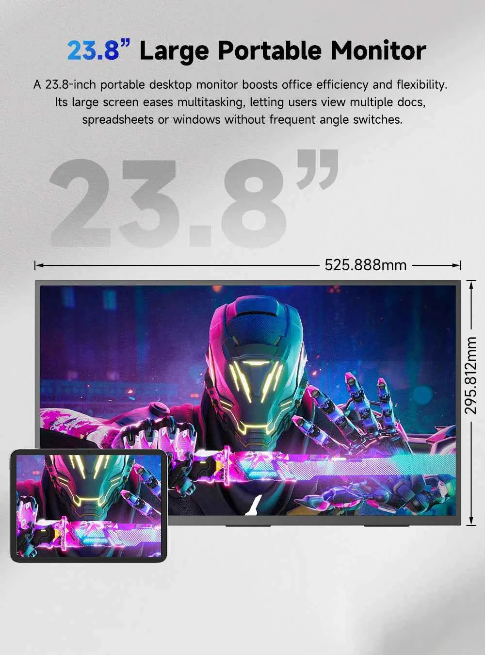UPERFECT UGame 23.8inch 1080P 120Hz Monitor Gaming For XBox Series X / S PS5 Switch VESA Large Laptop Screen USB C/HDMI Display