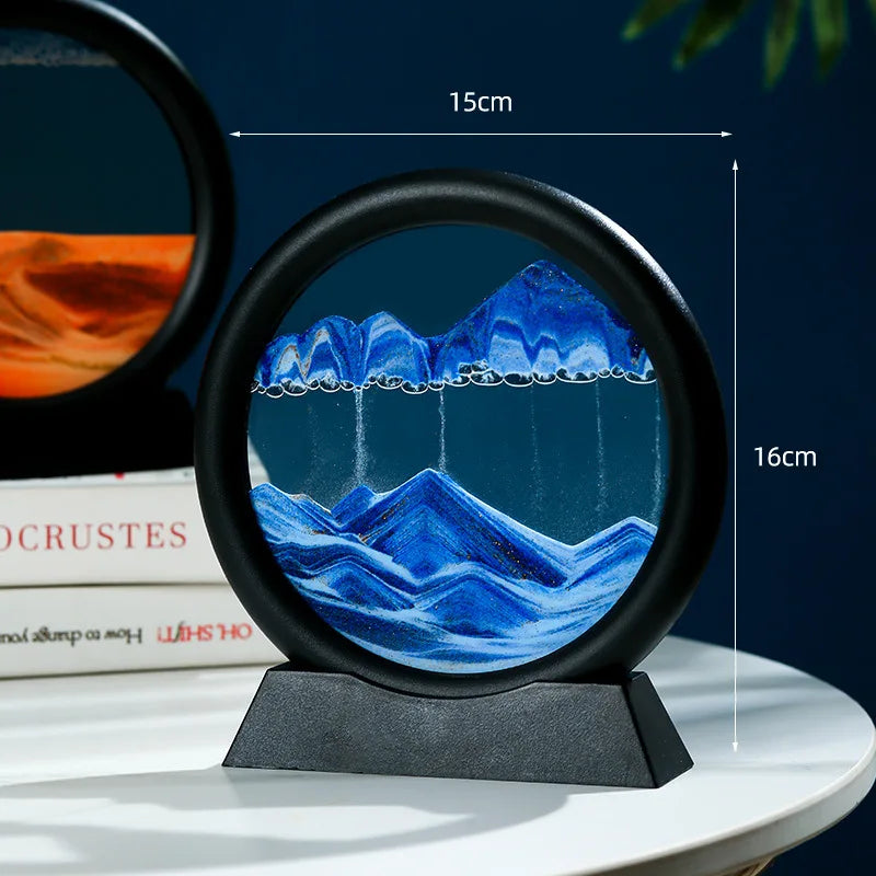 Sandscape Moving Sand Art Frame Quicksand 3D Dynamic Liquid Hourglass Kinetic Sand Painting Flowing Sand Office Home Decor Gifts