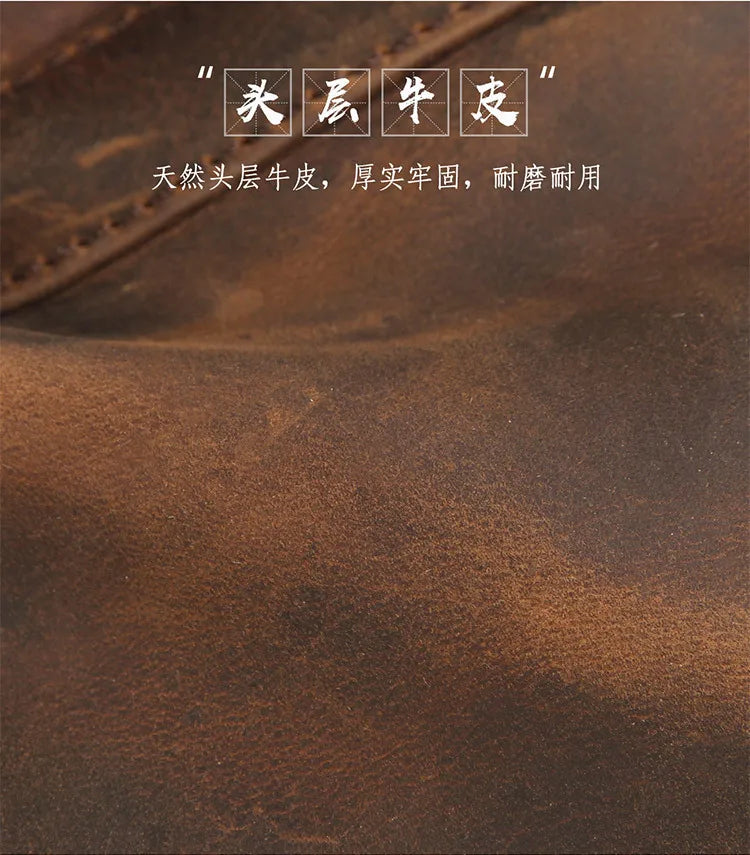 High Quality Genuine Leather Men Briefcase Business bag Crazy Horse Leather Large 17