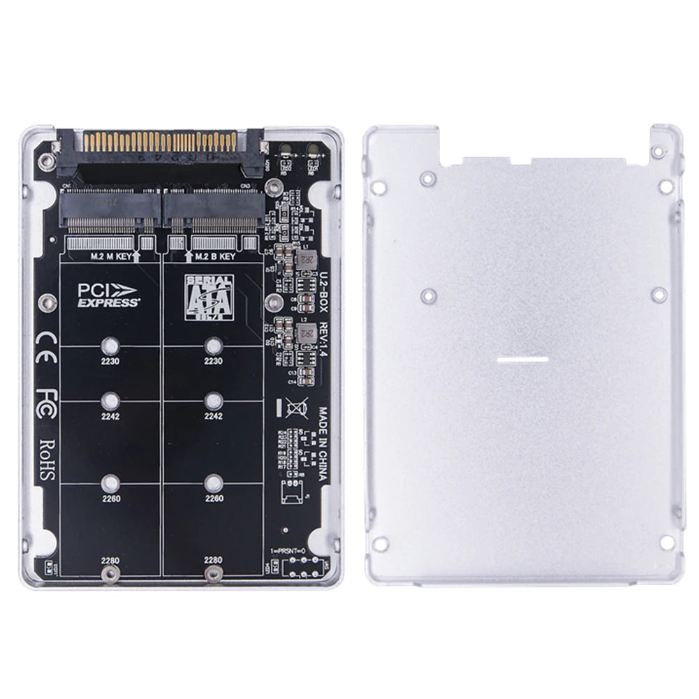 M.2 SSD To U.2 Adapter Card M.2 NVMe SATA-Bus NGFF SSD To PCI-e U.2 Adapter 32Gbps PC-E3.0X4 with Case for Desktop Computer