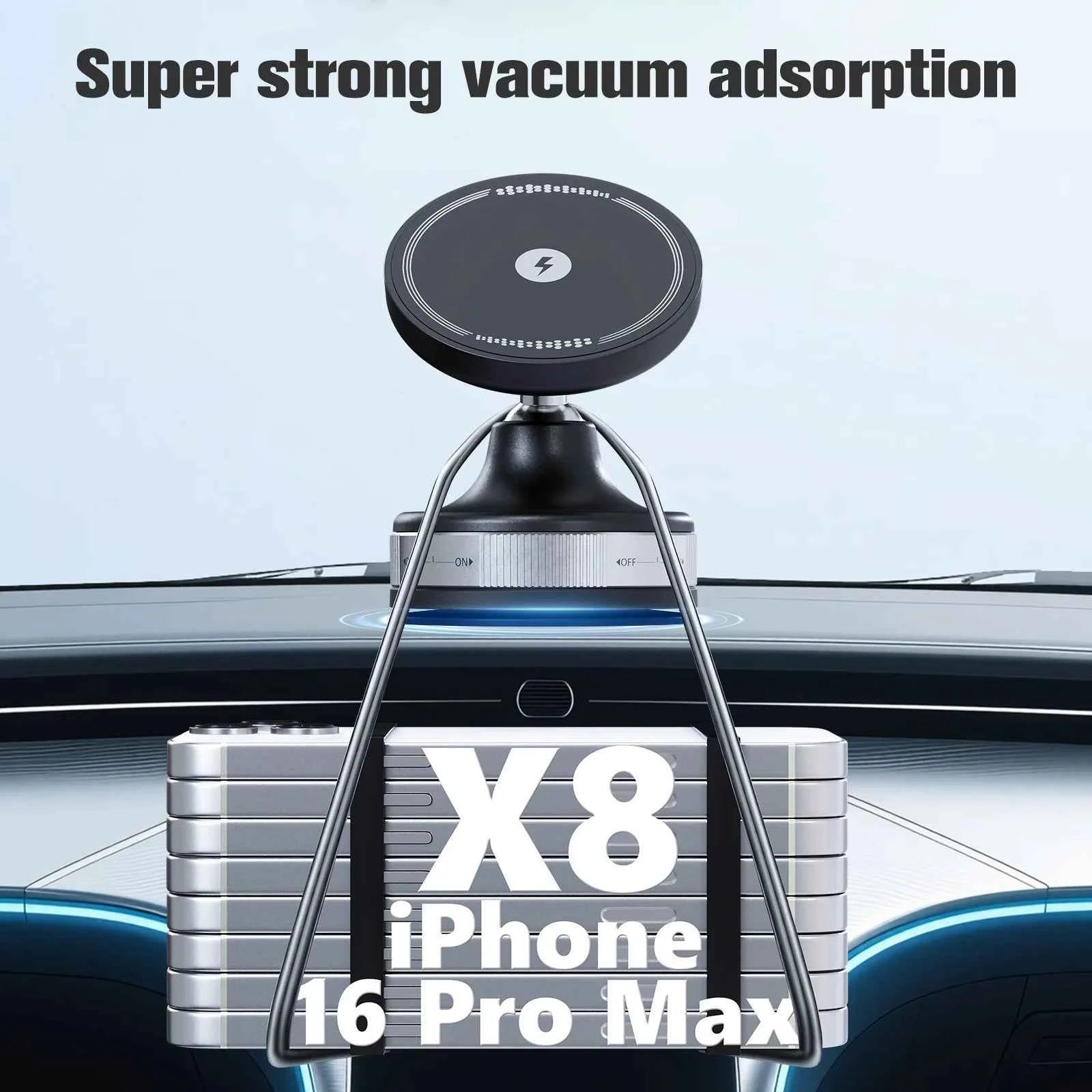 15W Strong Magnetic Car Wireless Charger Phone Holder 360° Magnet Car Mount Fast Charging for IPhone17 16 15 Samsung Android