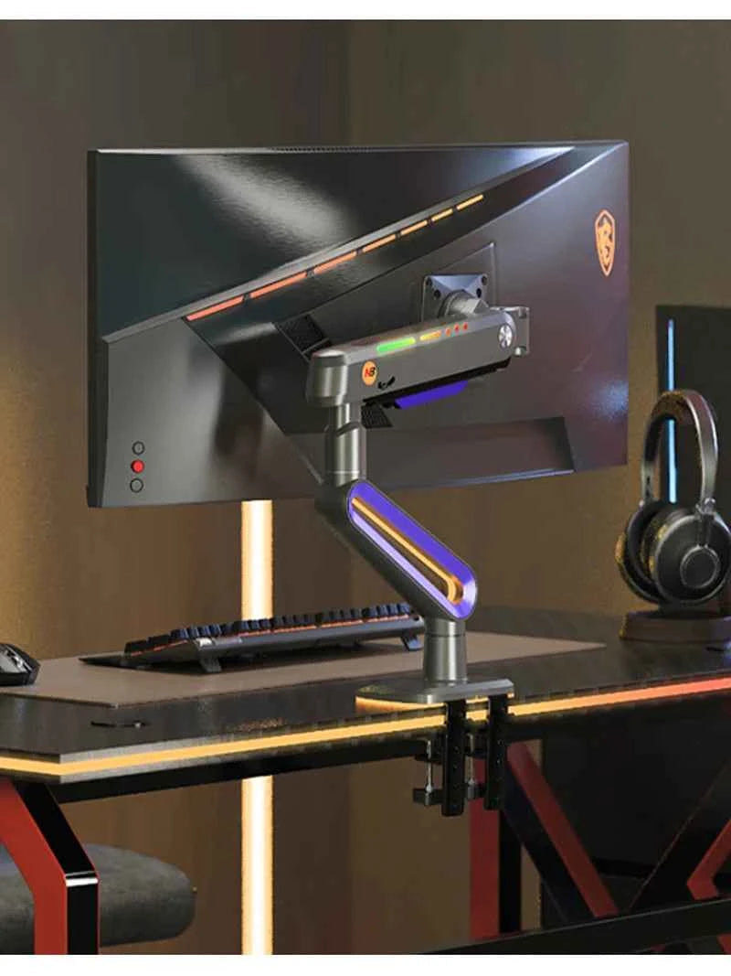 NB G70 F6 E6 Gaming Monitor Arm 32-60 Inch Curved Arc Screen Desktop Ultra Wide Monitor Holder Mount with RGB Light 2-20kgs