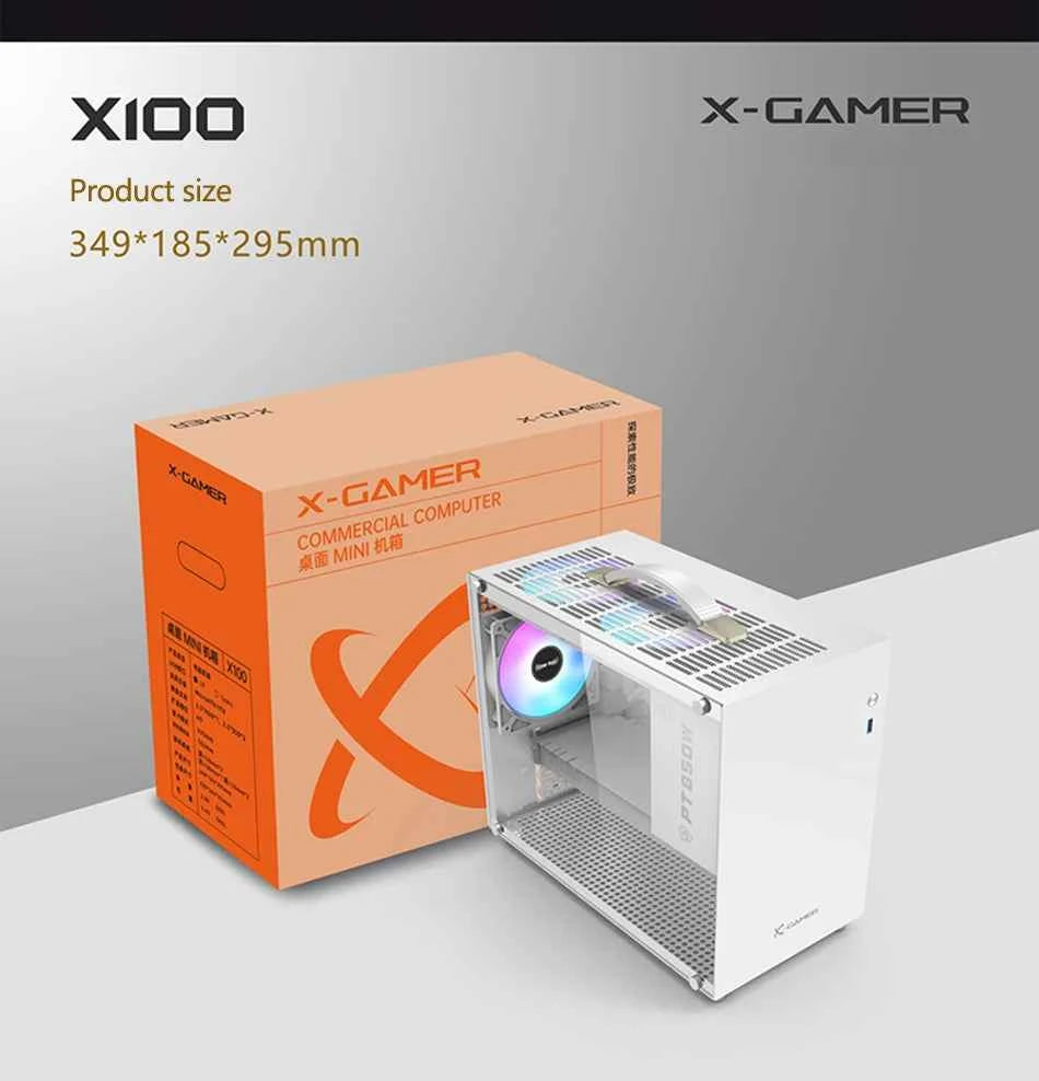 PowerTrain X-GAMERX X100 M-ATX Portable Computer Case ITX  MATX  Power Supply Support U3 Type-C Desktop MINI Small Chassis