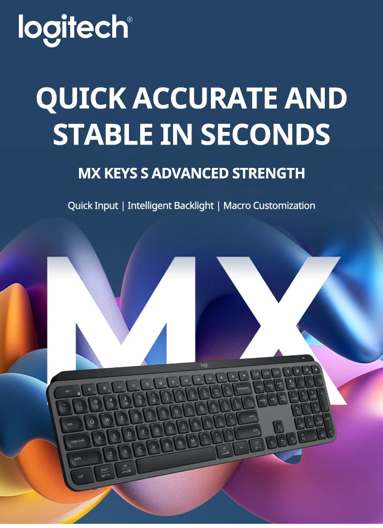 NEW Logitech MX Keys S Wireless Bluetooth Keyboard Office Multi-device Connection Backlit Bolt Ultra-thin and Portable