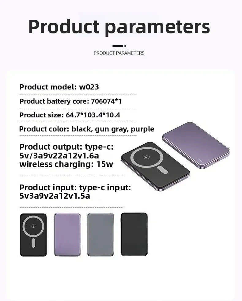 Taepiaai 20000mAh Portable Magnetic Wireless PowerBank PD22.5W Fast Charging External Battery for Magsafe for IPhone Samsung