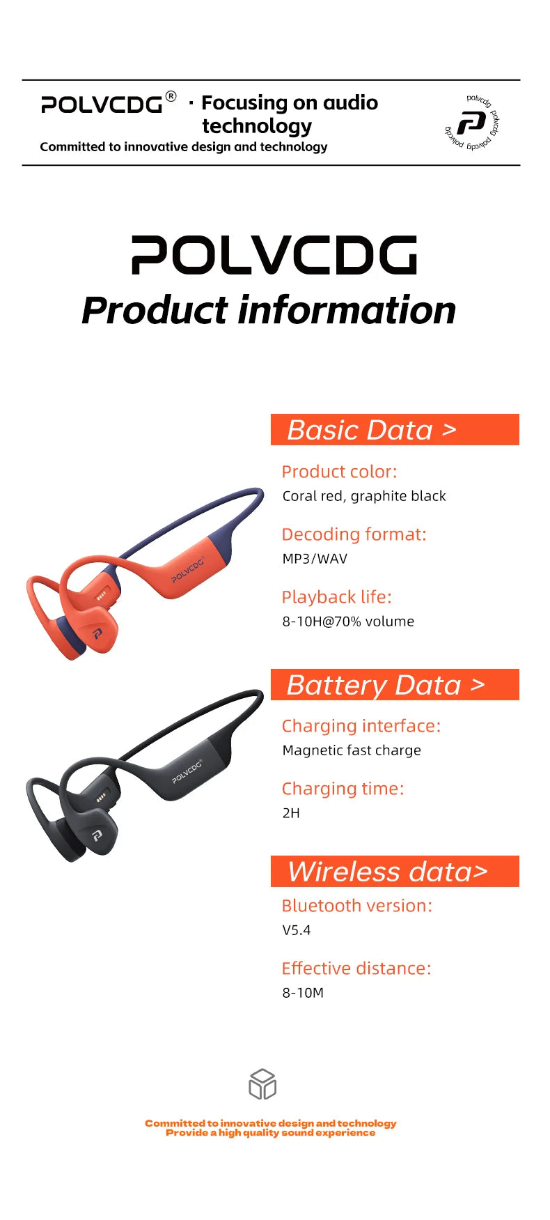 POLVCDG bone conduction earphones IPX8 waterproof 32GB memory Bluetooth 5.4 silicone material 2024 new product X16