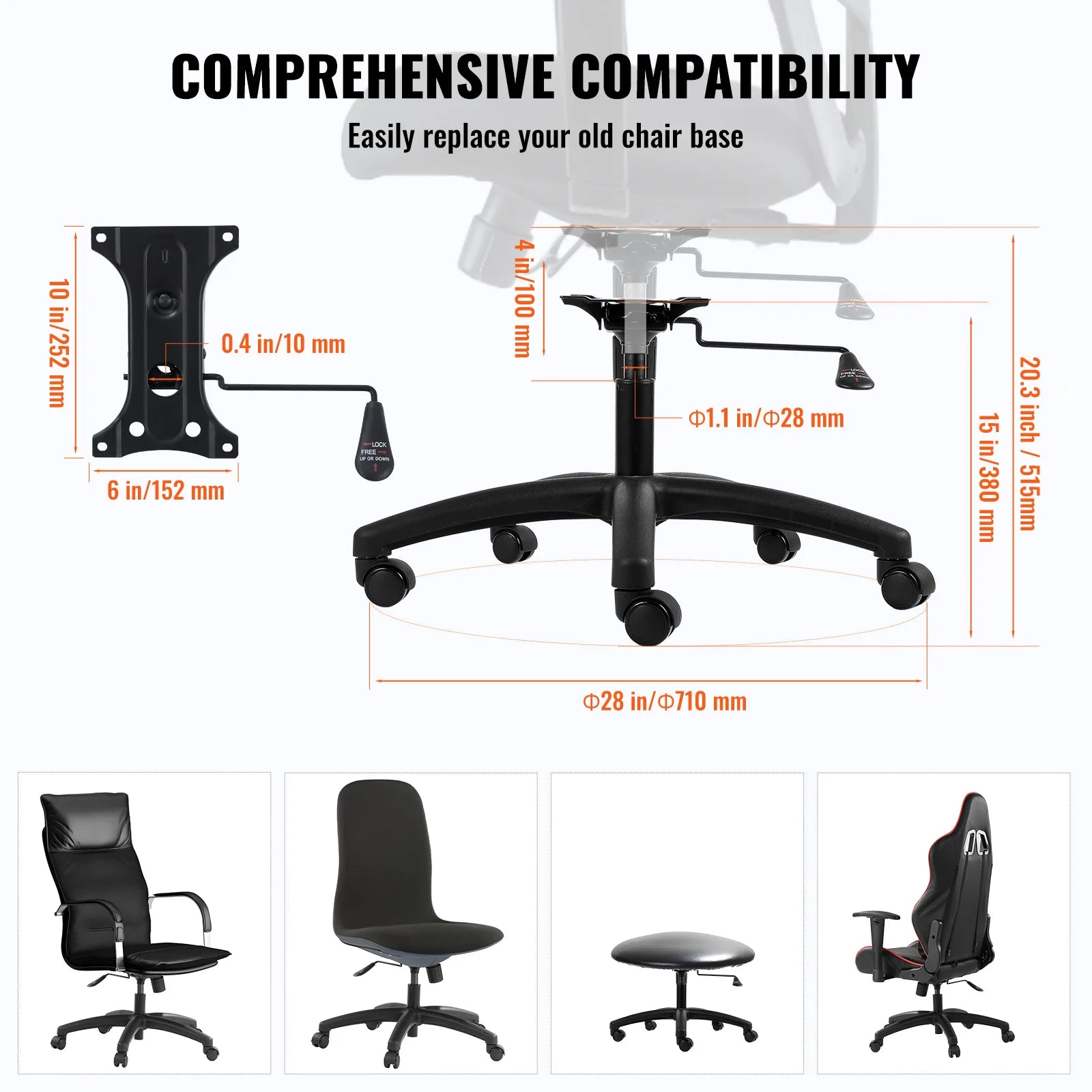 SucceBuy Office Chair Base – Heavy-Duty Universal Replacement