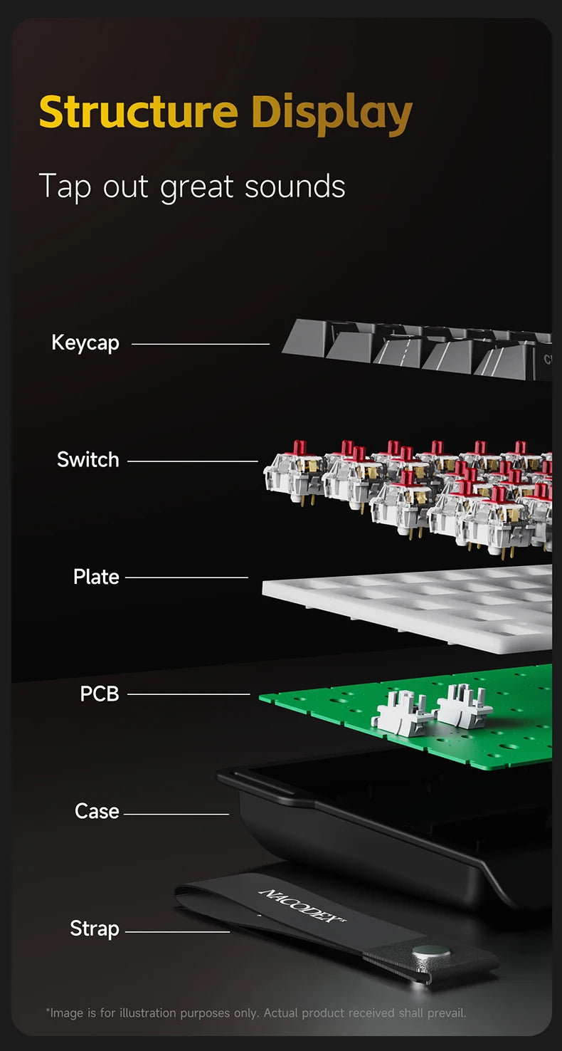 AJAZZ NK68 V2 gaming mechanical keyboard features hot-swappable keys, color backlighting, and is portable for office use