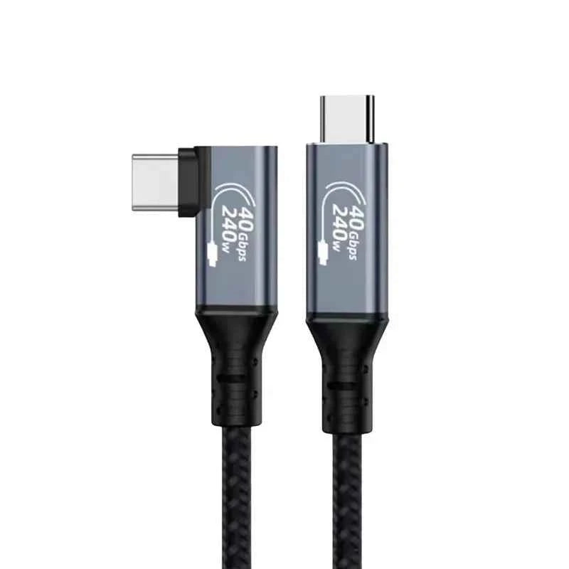 Thunderbolt4 Cable USB4 Elbow 90 Degree Angle Cable PD240W 40Gbps Type-C Thunderbolt3 Data Charging Cable For Carplay Laptop SSD