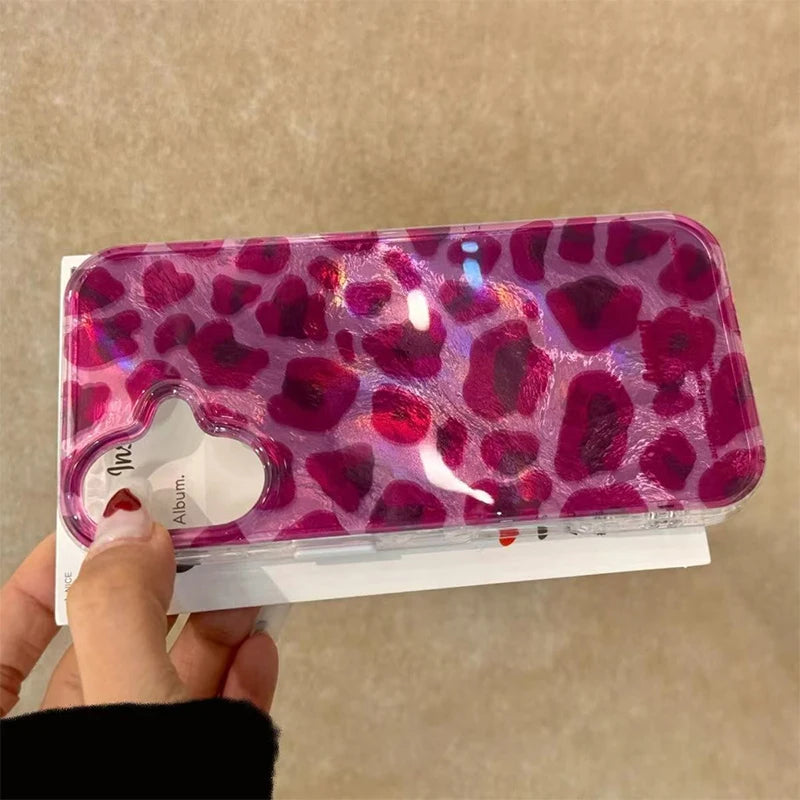 Purple Leopard Print Glacier Pattern Phone Case For iPhone 17 16 15 14 13 12 11 Pro Max XS XR 7 8 Plus 16e Shockproof Back Cover